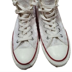 Converse women's 5 NIB Egret HI top studded textured Chuck Taylor skater shoes